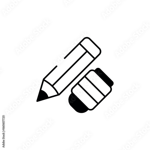 Pencil Eraser icon design with white background stock illustration