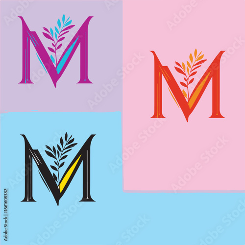 minimalist variant Logo M Modern Graphic Design Monogram.eps