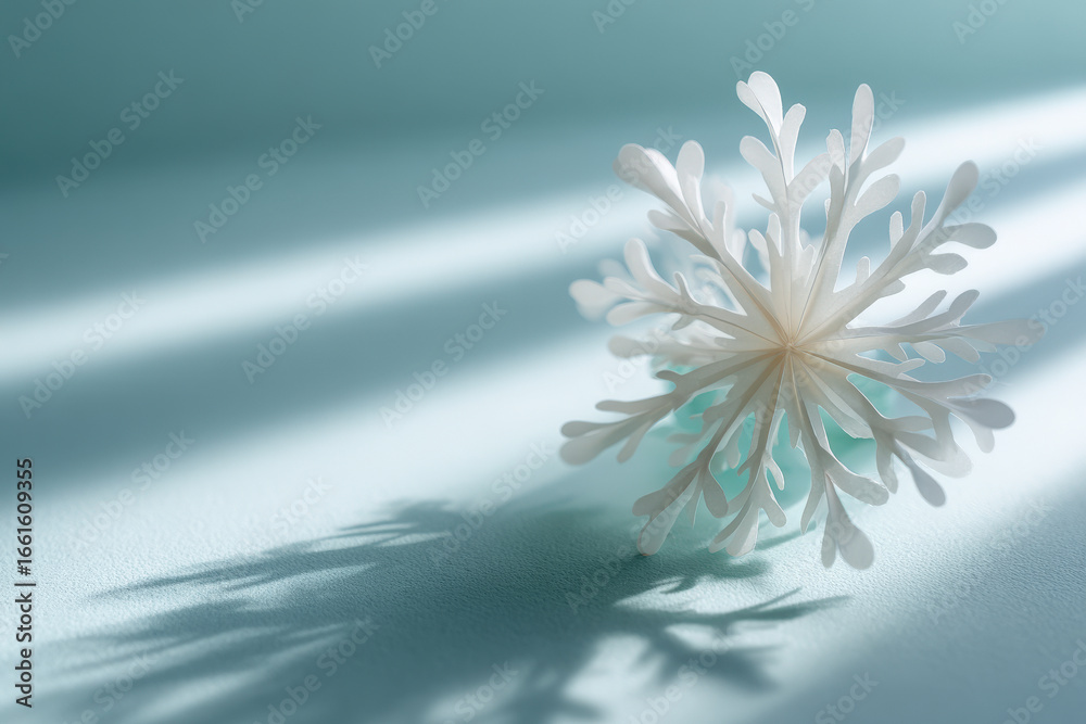 Obraz premium minimalist christmas celebration atmosphere in usa with delicate snowflake against soft mint background