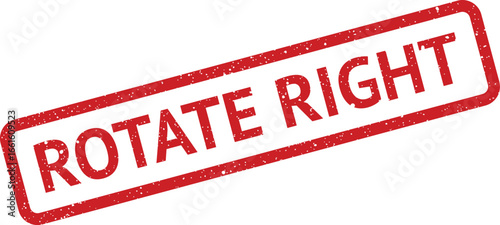 Isolated rectangular stamp illustration showing the phrase Rotate Right for directions or instructions