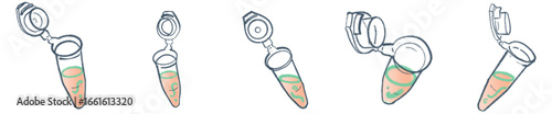 Hand Drawn Eppendorf Tube with Colored Solution PNG for Science and Research Design