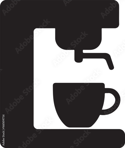 Coffee machine silhouette vector design, perfect for café branding, barista icons, beverage logos, and decor.