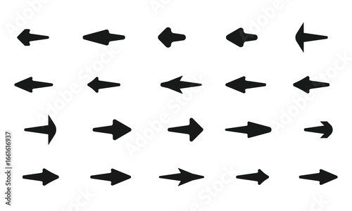 Set arrow icons. Collection different arrows sign. Set different cursor arrow direction symbols in flat style. Black arrows icons