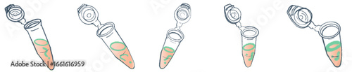Hand Drawn Eppendorf Tube with Colored Solution PNG for Science and Research Design