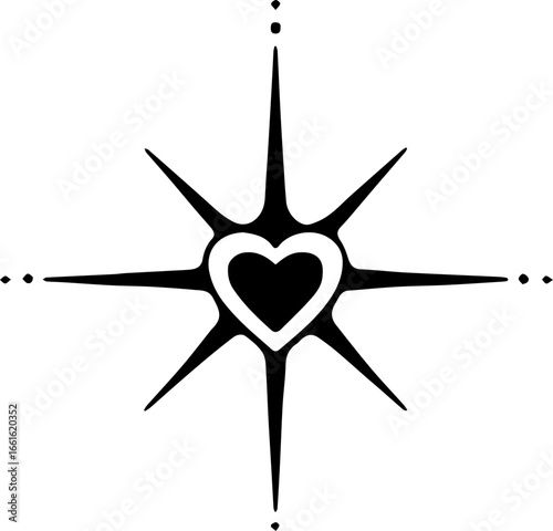 Black A heart that sparkles and spreads out design for templates.