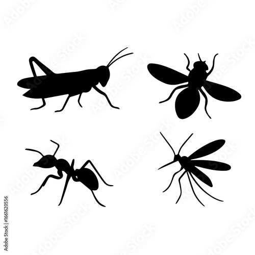 clipart silhouettes Grasshoppers, insects, ants, mosquitoes