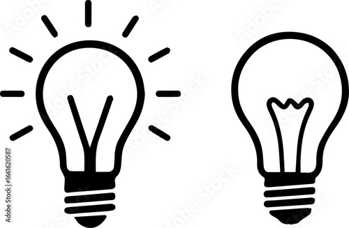 clipart silhouettes Light bulbs that are bright and not turned on design for templates.