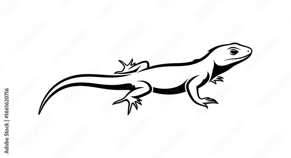 Naklejka premium Elegant Black and White Lizard Illustration