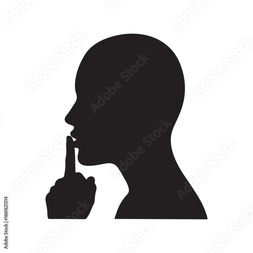 Quiet icon  silhouette vector  silence silhouette icon vector flat illustration design on white background