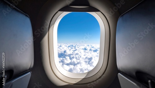 Airplane window view of cloudscape