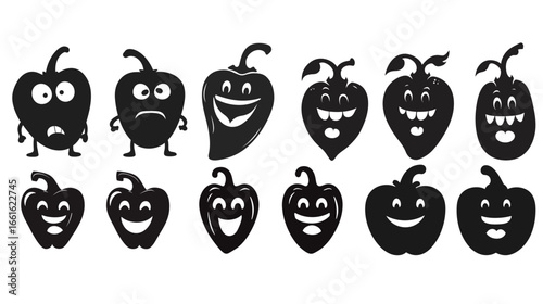 Funny Capsicum Silhouette Vector Graphic Design – Playful Vegetable Illustration