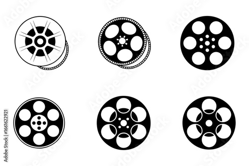 collection of film reels silhouette 