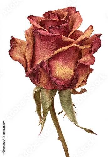 Dried Red and Yellow Rose