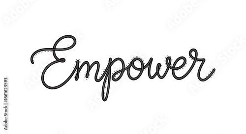 Empower word art in black rope style font on a white background, a symbol of strength and motivation