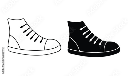 Boot icon. Canvas shoe icon. Male shoe vector icon. Hiking boots icon. Hiking boots mountain shoes vector. Sports shoe. 