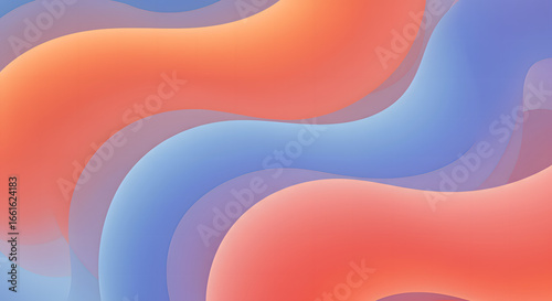 Abstract Wavy Pattern in Orange Blue Tones Smooth Background