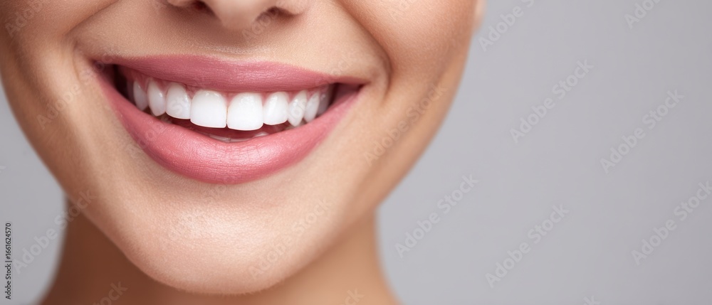 Obraz premium The radiant smile of a woman showcasing her perfect teeth and confidence.