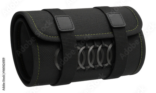 Roll-up leader pouch with elastic loops for various leader sizes