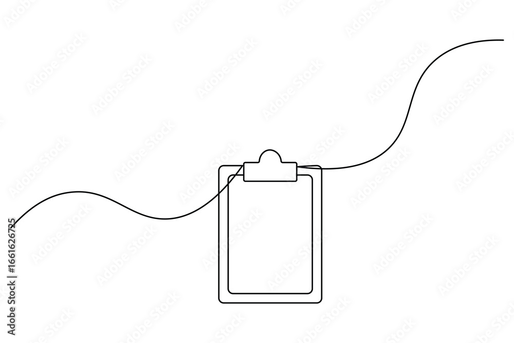 Obraz premium One line drawing of clipboard minimalist outline vector art