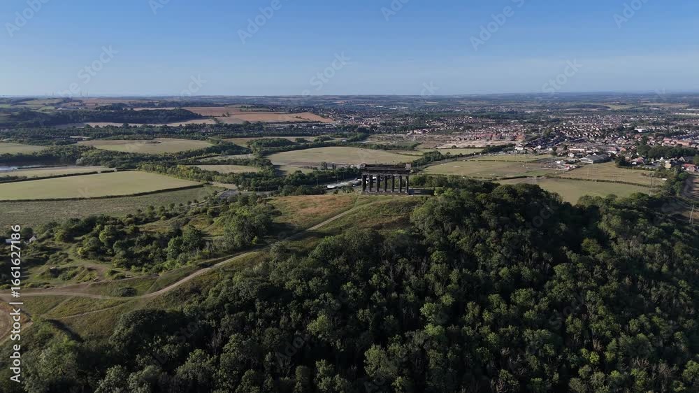 Aerial drone view of Penshaw monument herrington country park north east england sunderland uk Aerial drone view of Penshaw monument herrington country park north east england sunderland uk