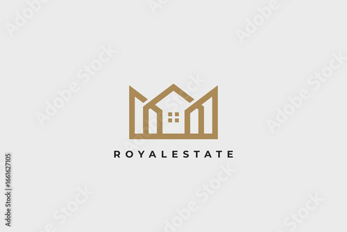 Royal Estate Logo Crown House Icon for Luxury Real Estate Branding