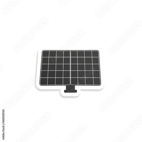 Vector illustration of a photovoltaic solar panel icon. Modern sticker design representing renewable green energy and sustainable technology.