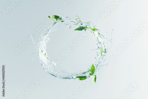 Eco-friendly water and leaf circle symbolizing sustainability