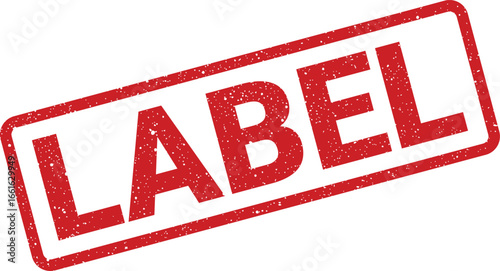 Rectangular stamp imprint showing LABEL in bold letters with grunge texture effect vector