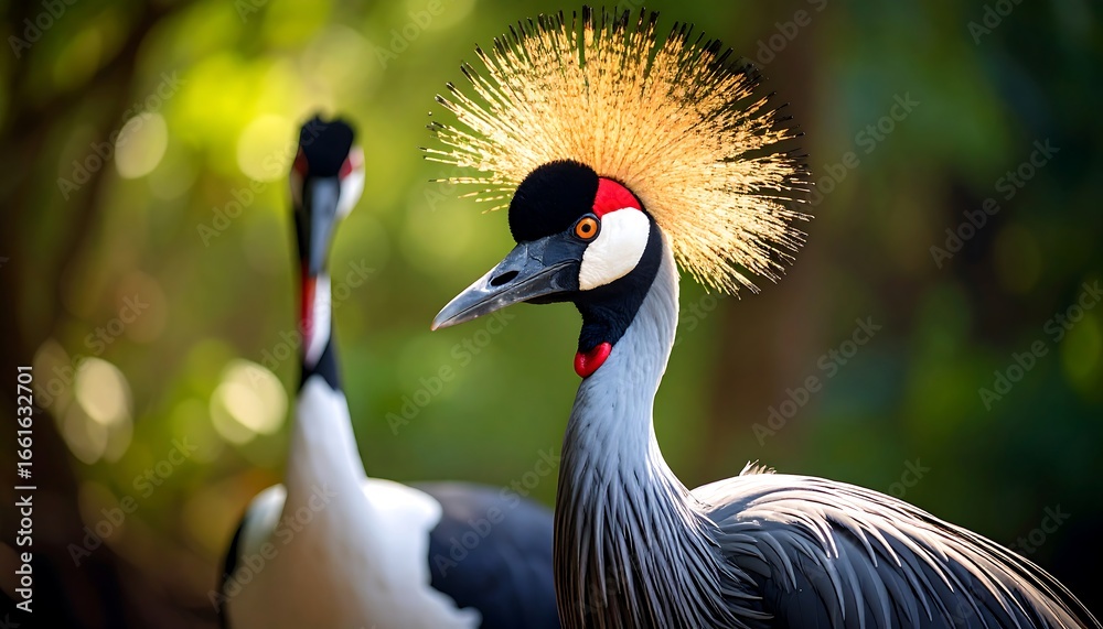 Fototapeta premium Gray crane portrait in natural setting