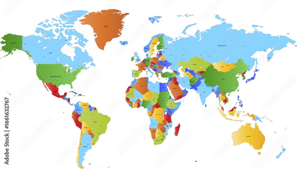 Obraz premium World map. Color modern vector map. Silhouette map