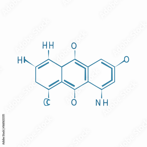 Hand drawn chemical structure of an organic molecule with oxygen and nitrogen atoms