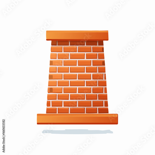 Cartoon brick chimney structure isolated on white, residential architecture, design element