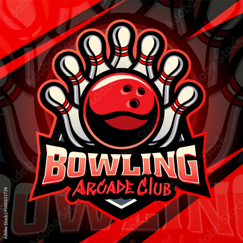 Bowling arcade club esport mascot logo design