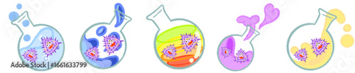 Virus Flask Illustration PNG for Science, Laboratory, and Biology Design