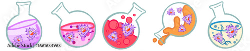 Virus Flask Illustration PNG for Science, Laboratory, and Biology Design