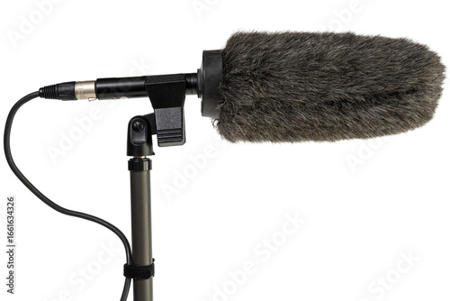 Canvastavla Professional shotgun microphone with windscreen cut out for capturing high quali