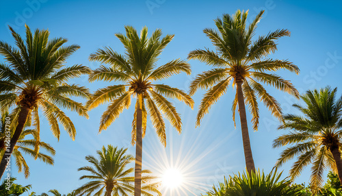 Wallpaper Mural A study in nature: a beautifully composed shot of palm trees with sun rays. Torontodigital.ca