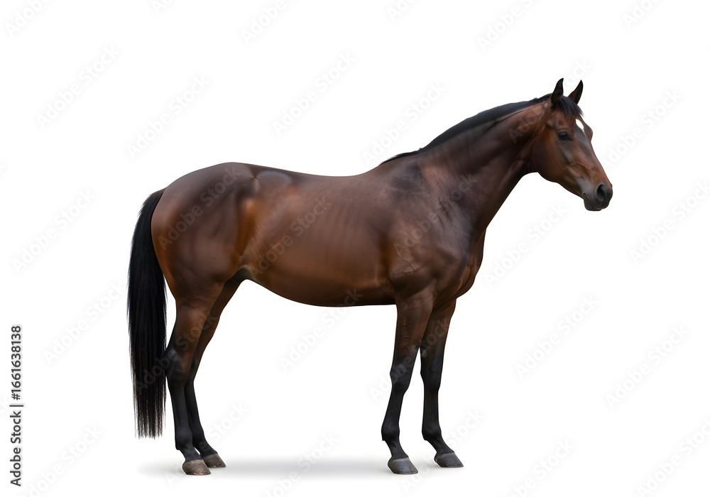 Obraz premium Magnificent Brown Horse Studio Shot: A Profile View of an Elegant Equine