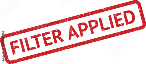 Red grunge rectangular stamp with text Filter Applied for design projects and presentations