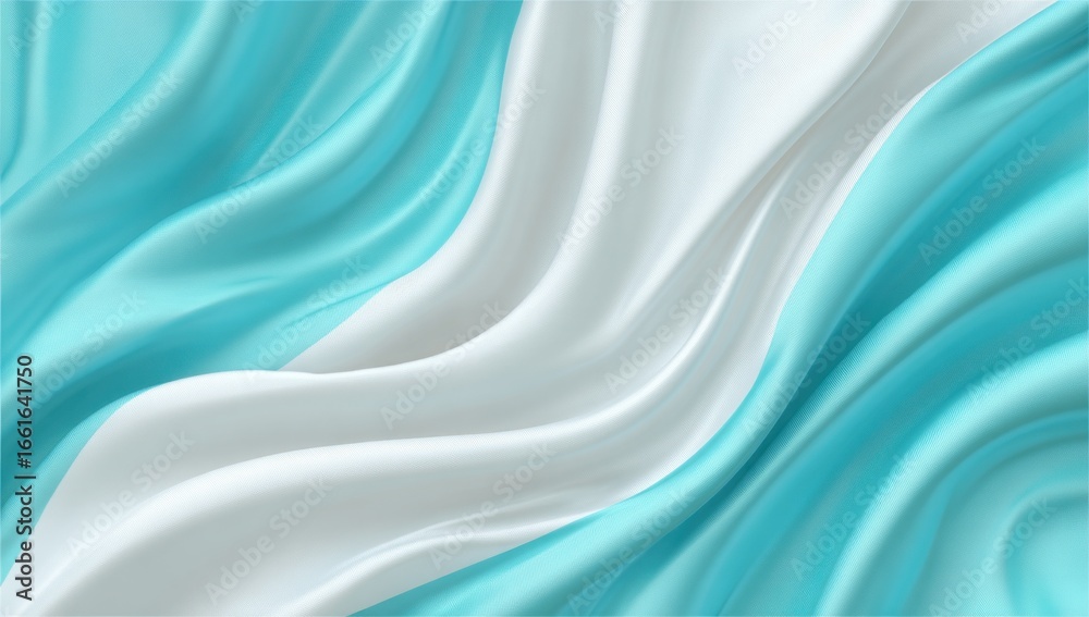 Obraz premium Smooth folds of light blue and white fabric.