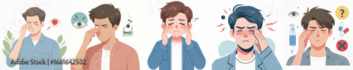 vector of young man with sore eyes