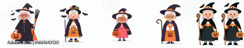vector of grandmother in Halloween costume