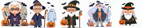 vector of grandfather in Halloween costume