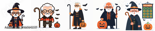 vector of grandfather in Halloween costume