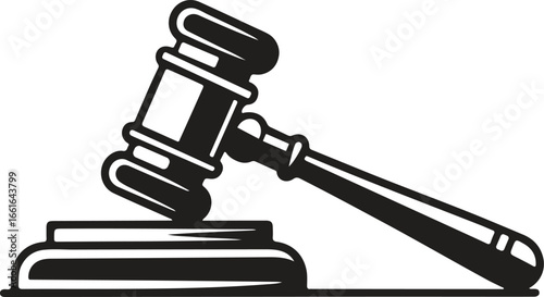 Illustration of a black gavel, a symbol of law and justice