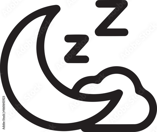 Illustration of a moon and cloud with zzz symbols, representing sleep and rest