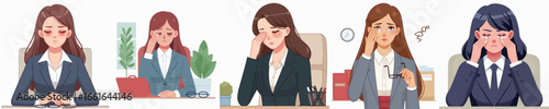 vector character of a woman secretary with sore eyes