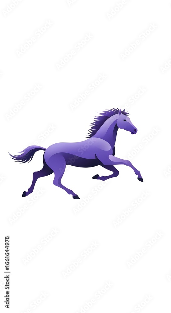 Obraz premium Majestic Purple Horse in Motion: A Vibrant Digital Illustration of an Equestrian Gallop