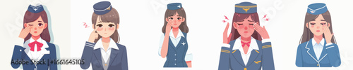 vector character of a flight attendant with sore eyes