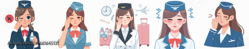 vector character of a flight attendant with sore eyes